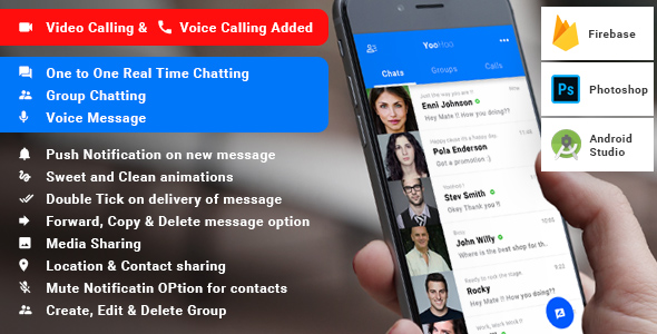 YooHoo v5.0 - Android Chatting App with Voice/Video Calls, Voice messages|+