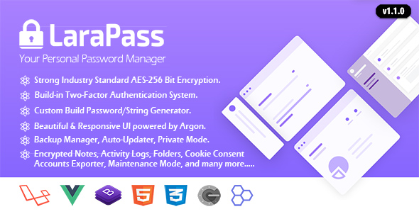 LaraPass v1.1.0 - Your Personal Password Manager - nulled