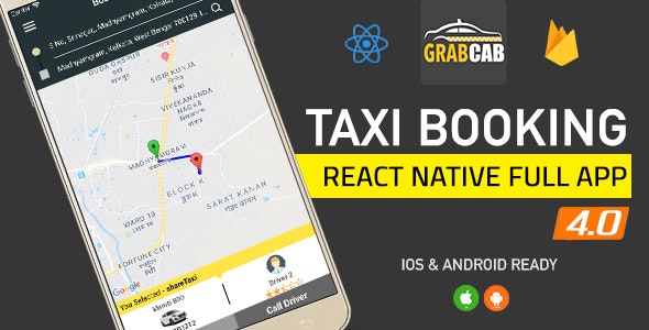 GrabCab v4.1.0 - React Native Full Taxi App