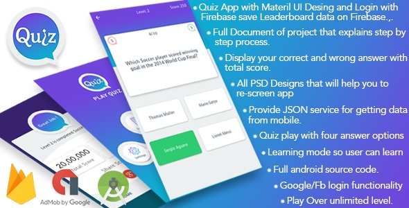 Play Quiz App Material Design-Code Canyon Source Code