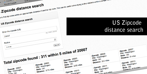 US Zipcode distance search