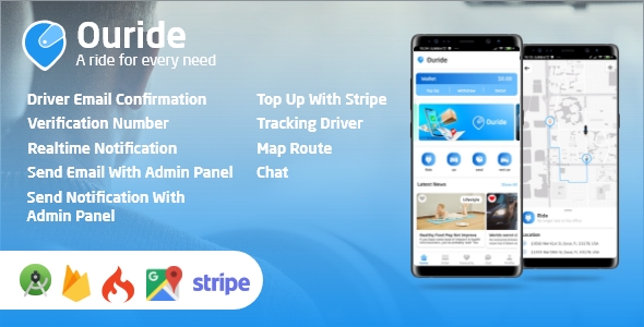 Ouride – Transportation App With Customer, Driver App, and Admin Panel