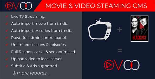 OVOO v2.5.4 - Movie & Video Streaming CMS with Unlimited TV-Series