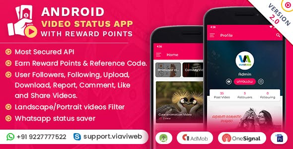 Android Video Status App With Reward Points (WA Status Saver) v2.0