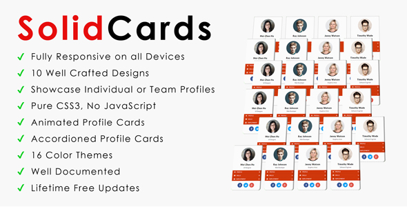 SolidCards - CSS3 Responsive Profile Cards