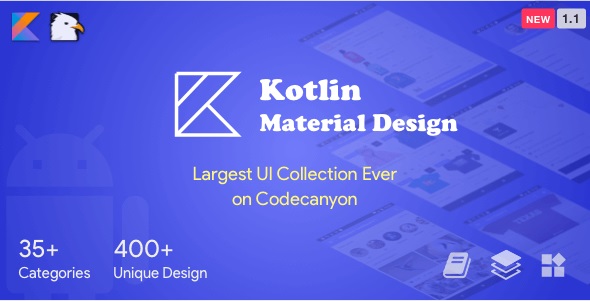 Kotlin Material Design (Google Android Material Design UI Components and Templa