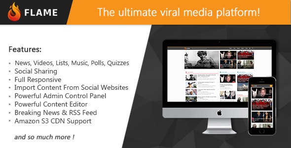 Flame v1.3 - News, Viral Lists, Quizzes, Videos, Polls and Music - nulled