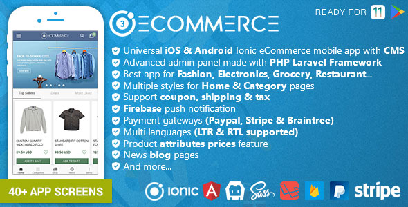 Ionic Ecommerce - Universal iOS & Android Ecommerce / Store Full Mobile App wit